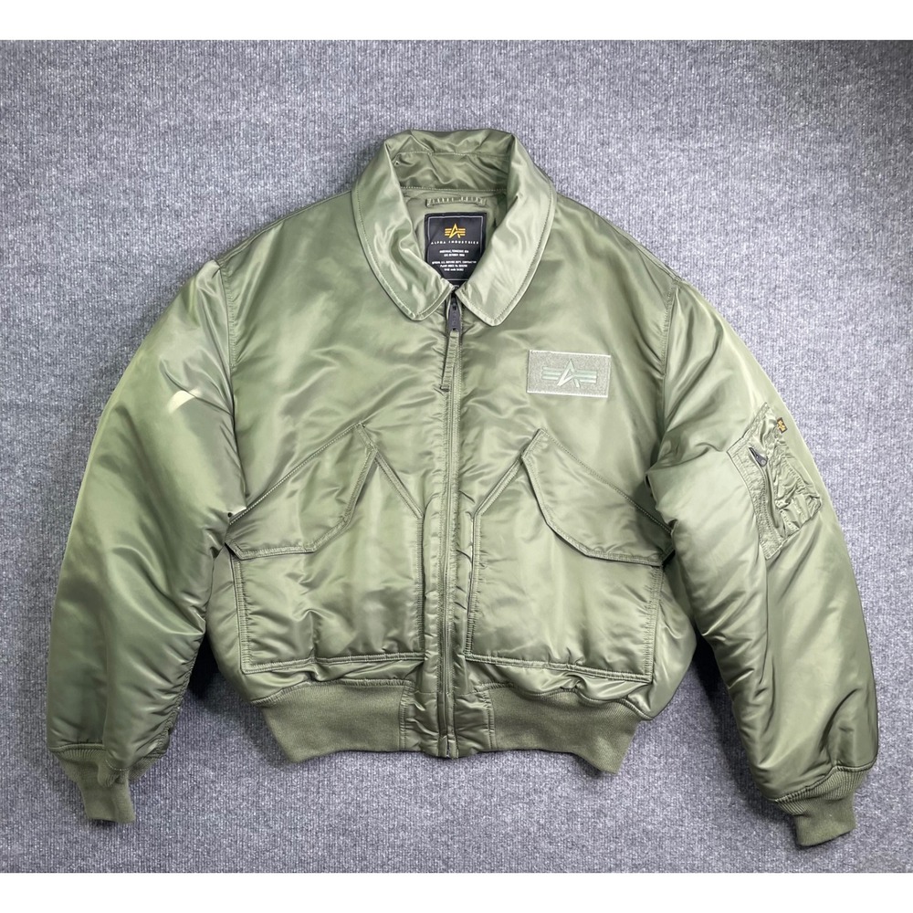 Alpha Industries Flight Jacket Mens 2XL Green CWU 45/P Bomber MJC22000C1
